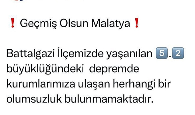 Malatya Valisi Yazıcı'dan deprem sonrası açıklama: "Depremde herhangi bir olumsuzluk yok"