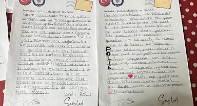 Sinema etkinliğine katılan öğrencilerden polislere teşekkür mektubu