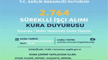 Sağlık Bakanlığı 2.764 Sürekli İşçi Alımı Kura Duyurusu