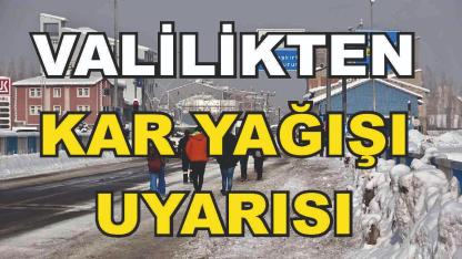 Ağrı Valiliğinden Meteorolojik Uyarı