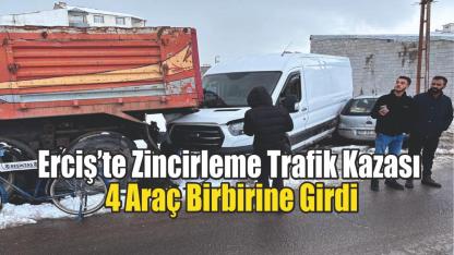 Erciş’te Zincirleme Trafik Kazası: 4 Araç Birbirine Girdi