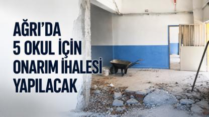 Ağrı’da 5 Okul İçin Onarım İhalesi Yapılacak