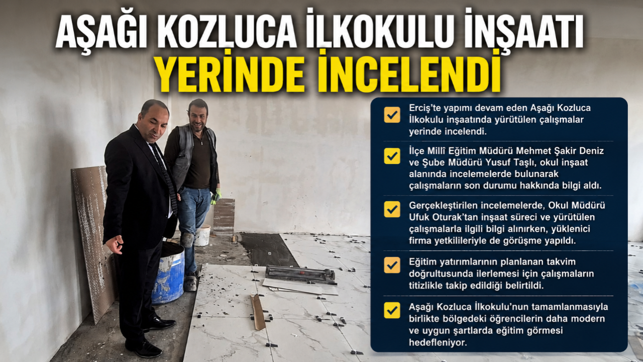 Aşağı Kozluca İlkokulu İnşaatında Çalışmalar Yerinde İncelendi