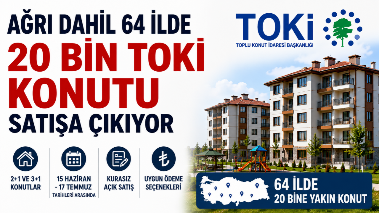AĞRI DAHİL 64 İLDE 20 BİN TOKİ KONUTU SATIŞA ÇIKIYOR