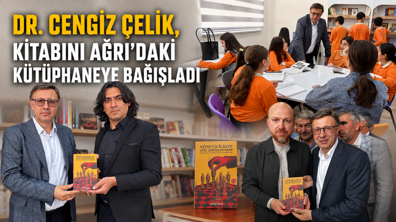 Dr. Cengiz Çelik, kitabını Ağrı’daki kütüphaneye bağışladı