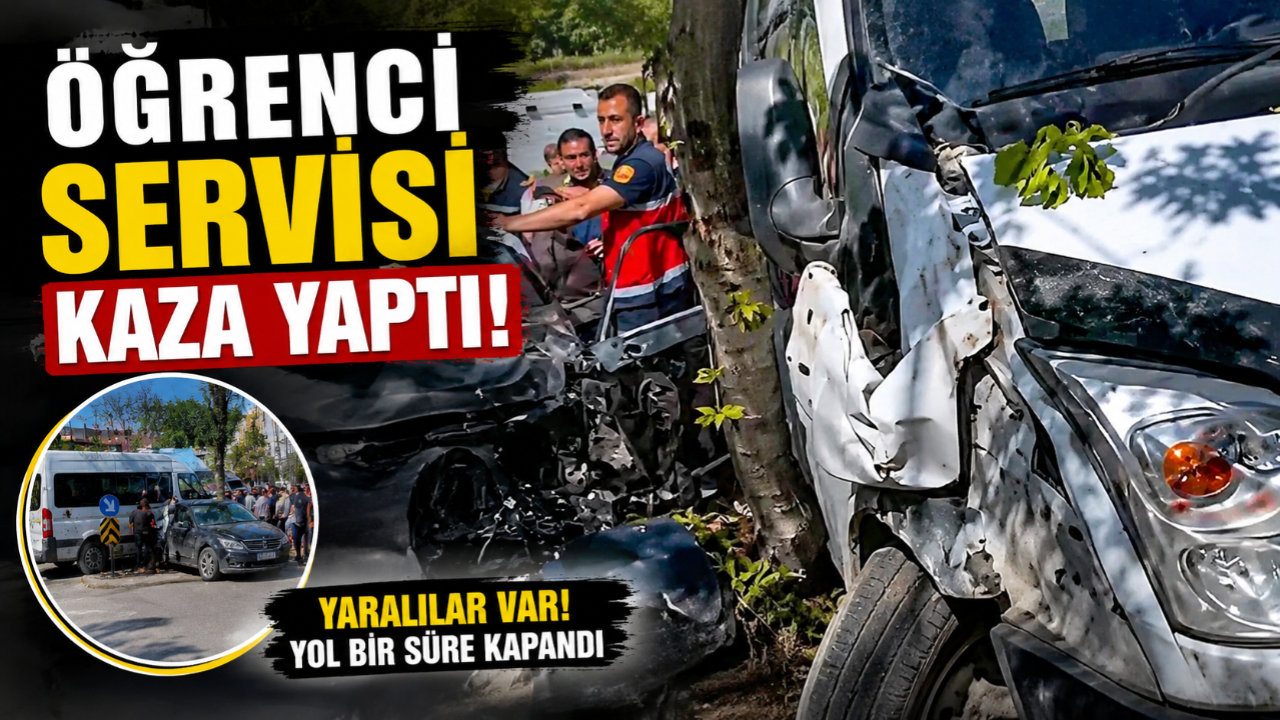 Öğrenci Servisi ile Otomobil Çarpıştı