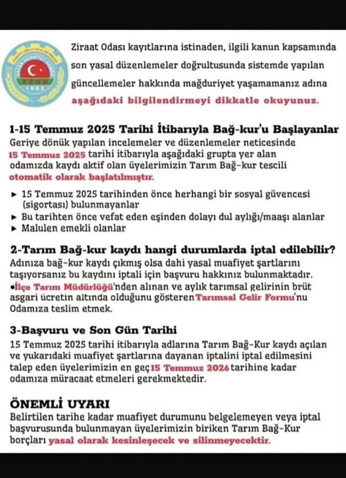 Başkan Hakan Hakverdi'den Kritik Tarım Bağ-Kur Uyarısı